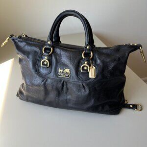 COACH Ashley Black Leather Womens Pleated Shoulder Hobo Bag Vintage Y2K 12949